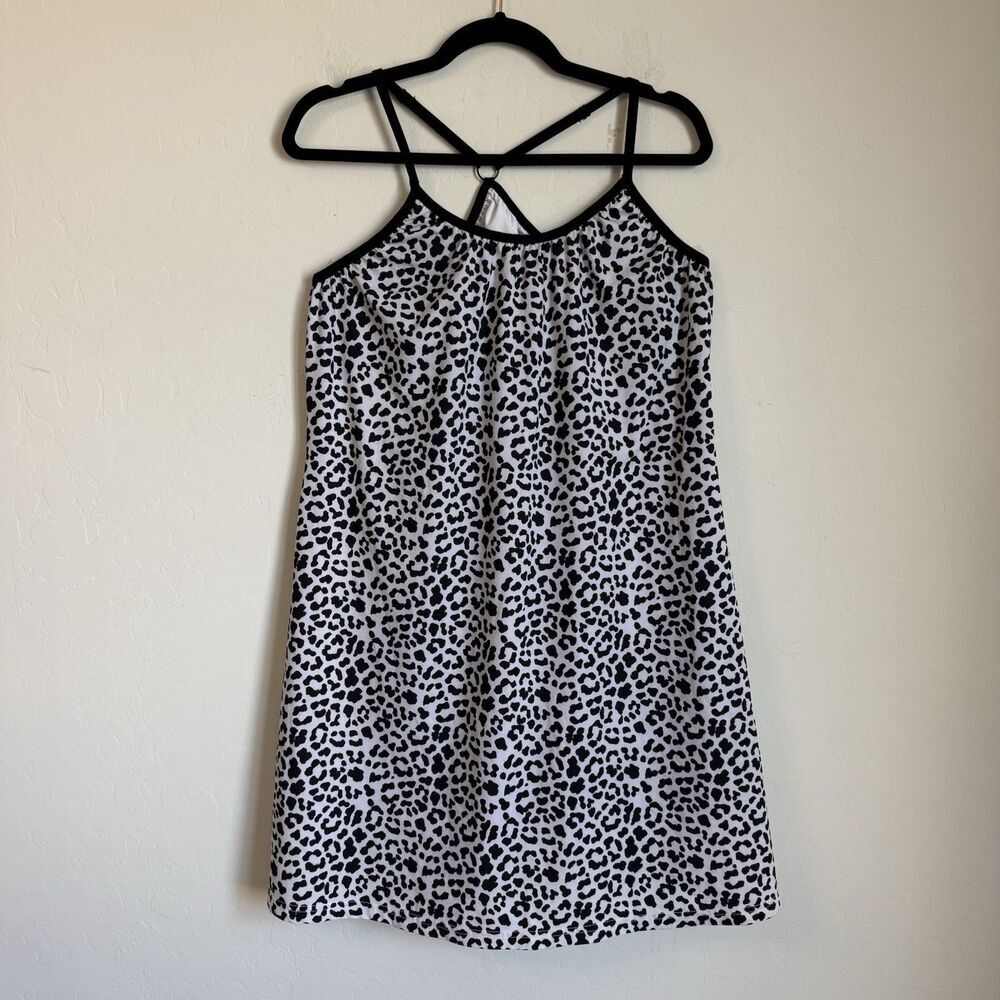 Pebble Beach Womens Leopard Print Dry-Luxe Performance Dress XXL Black/White